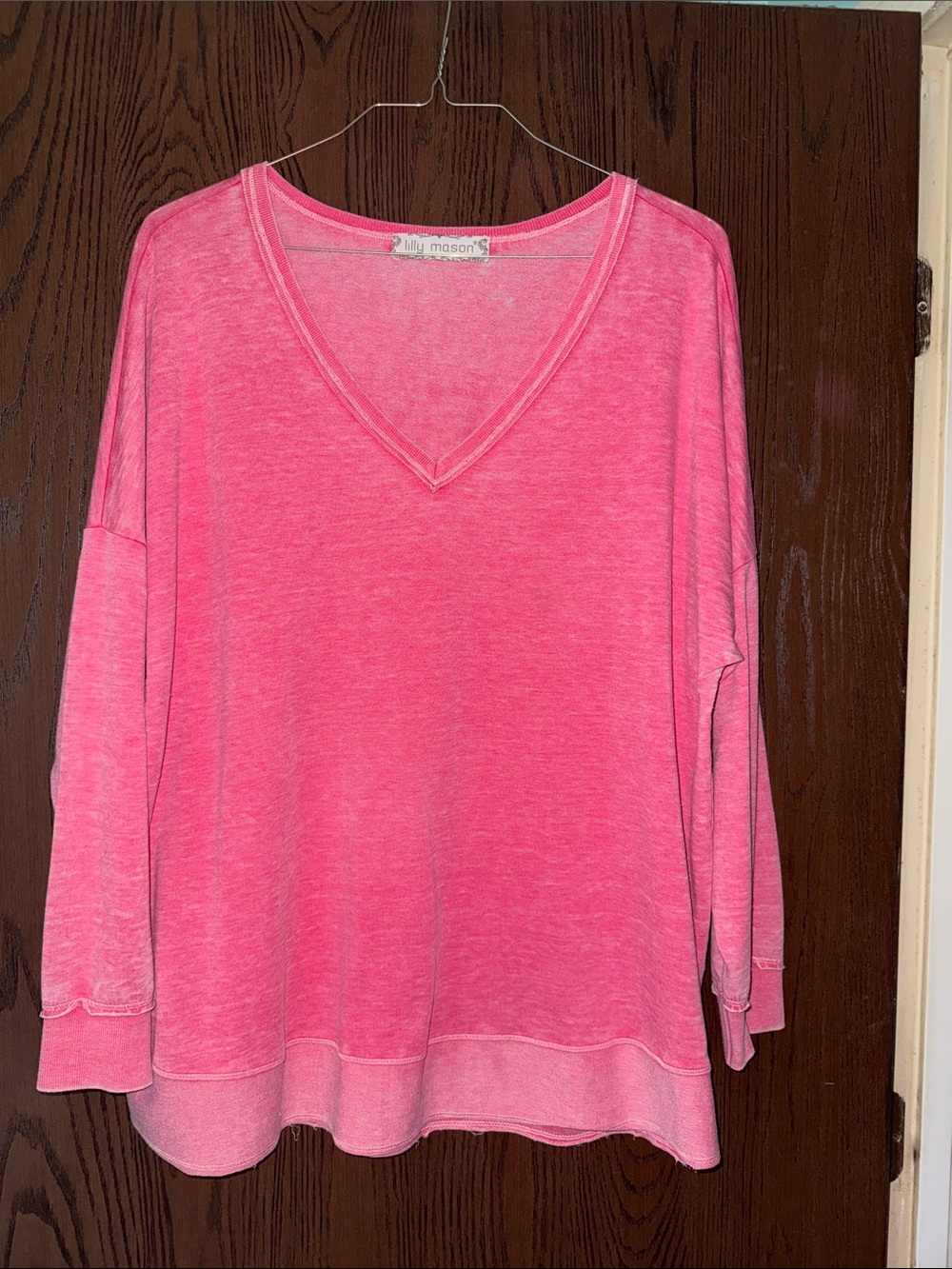 Lilly Mason Hot Pink V-Neck Lightweight Pullover